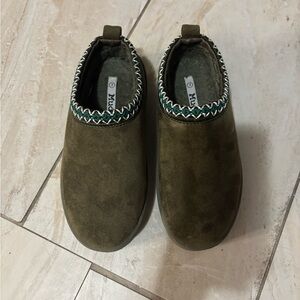 Kids Olive Green Slip-On Shoes